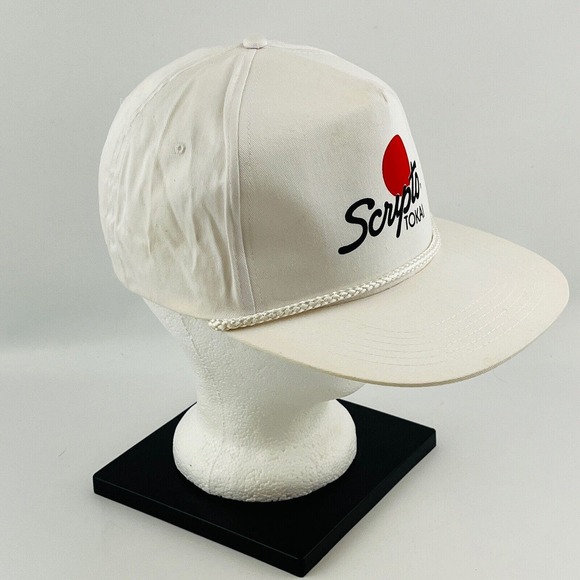 Vintage Scripto Tokai Snapback Hat White Canvas Red Dot Logo Adjustable One Size - Picture 3 of 12